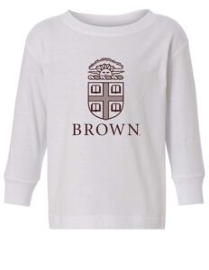 A white long sleeve shirt with brown on it.