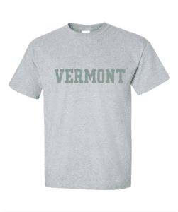 A t-shirt with the word vermont on it.