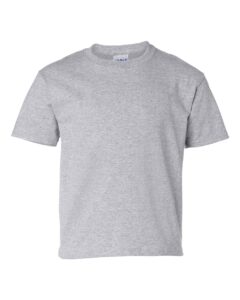 Plain grey t-shirt with short sleeves.